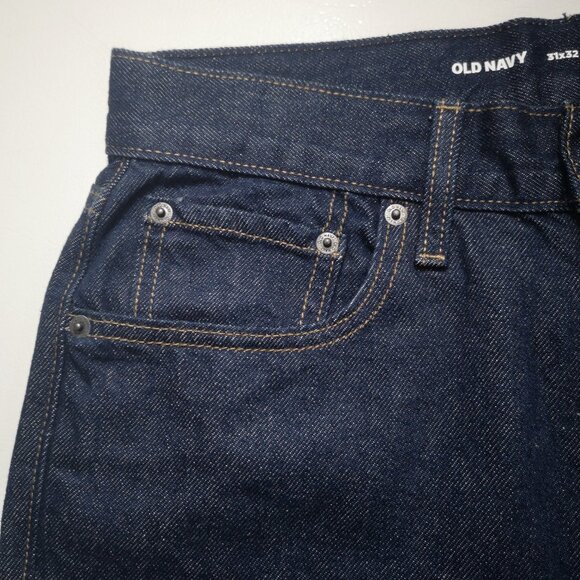NWT Old Navy Men's Size 31/32 Dark Wash Straight Leg Blue Jeans - Picture 10 of 14